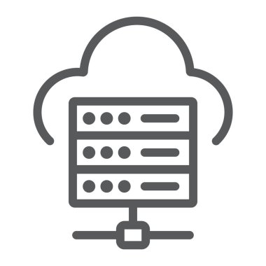 Web barındırma satırı simgesi, veri ve analitik veri işareti, vektör grafikleri, Doğrusal model beyaz bir arka planda eps 10 bulut,.