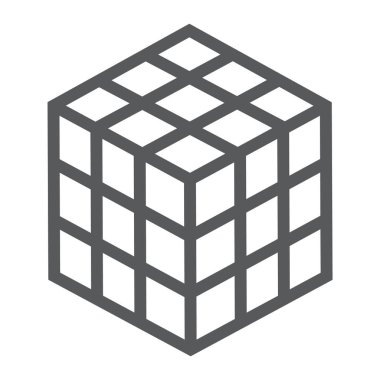 Rubik küp satırı simgesi, bulmaca ve olap, kare işareti, vektör grafikleri, Doğrusal model beyaz bir arka planda eps 10.