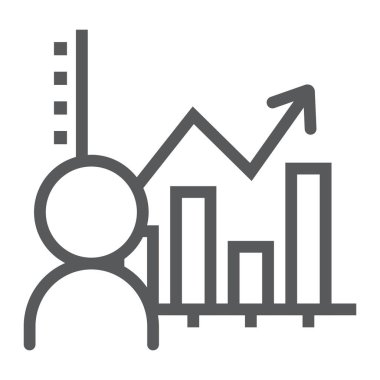 Kullanıcı analiz satırı simgesi, verilere ve çözümlemelere, grafik işareti, vektör grafik, bir doğrusal model beyaz bir arka planda eps 10.