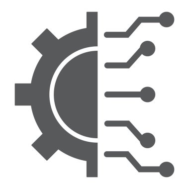 İş zeka glif simgesi, verilere ve çözümlemelere, karikatür işareti, vektör grafikleri, beyaz bir arka planda eps 10 katı bir desen.