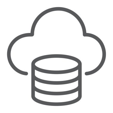 Bulut hesaplama satırı simgesi, verilere ve çözümlemelere, bulut depolama işareti, vektör grafik, bir doğrusal model beyaz bir arka planda eps 10.