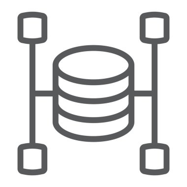 Veri ambarı satırı simgesi, verilere ve çözümlemelere, veritabanı oturum, vektör grafikleri, Doğrusal model beyaz bir arka planda eps 10.