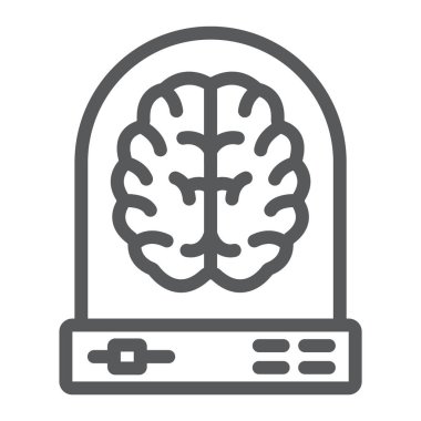 Öğrenme satırı simgesi, verilere ve çözümlemelere, beyin işareti, vektör grafik, bir doğrusal model beyaz bir arka planda eps 10 makine.