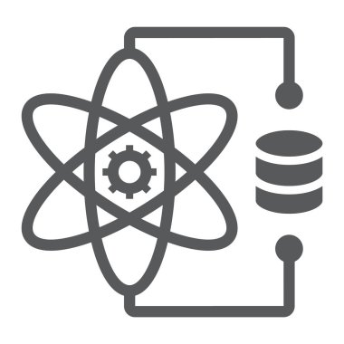 Veri bilim glif simgesi, verilere ve çözümlemelere, atom işareti, vektör grafikleri, beyaz bir arka planda eps 10 katı bir desen.