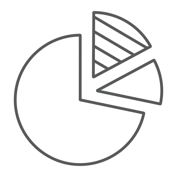 Grafico a torta icona linea sottile, dati e analisi, segno statistico, grafica vettoriale, un modello lineare su uno sfondo bianco, eps 10 . — Vettoriale Stock