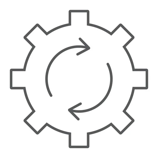 Dunne lijn updatepictogram systeem, data en analytics, vervals versnelling rotatie teken, vector graphics, een lineair patroon op een witte achtergrond, eps 10. — Stockvector