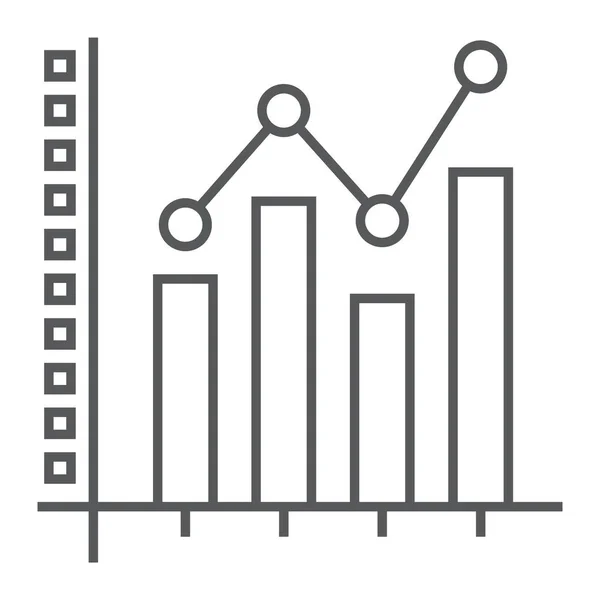 Gráfico de barras icono de línea delgada, crecimiento y gráfico, signo de histograma, gráficos vectoriales, un patrón lineal sobre un fondo blanco, eps 10 . — Vector de stock
