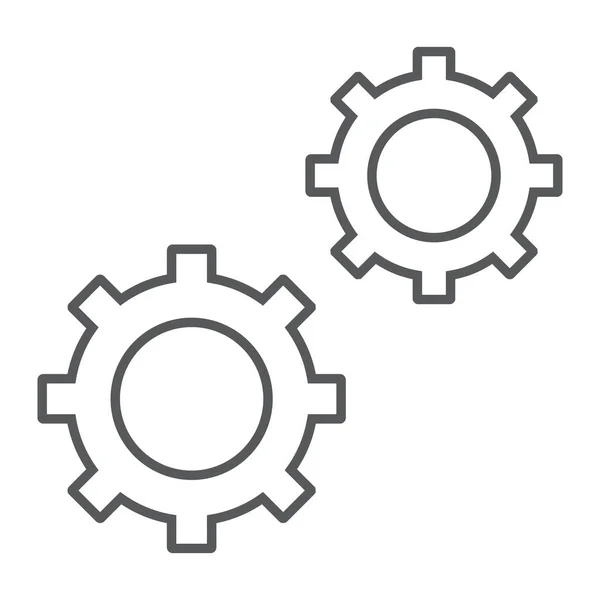 Pictogram van de dunne lijn van de configuratie, data en analytics, Kogge wiel teken, vector graphics, een lineaire patroon op een witte achtergrond, eps 10. — Stockvector