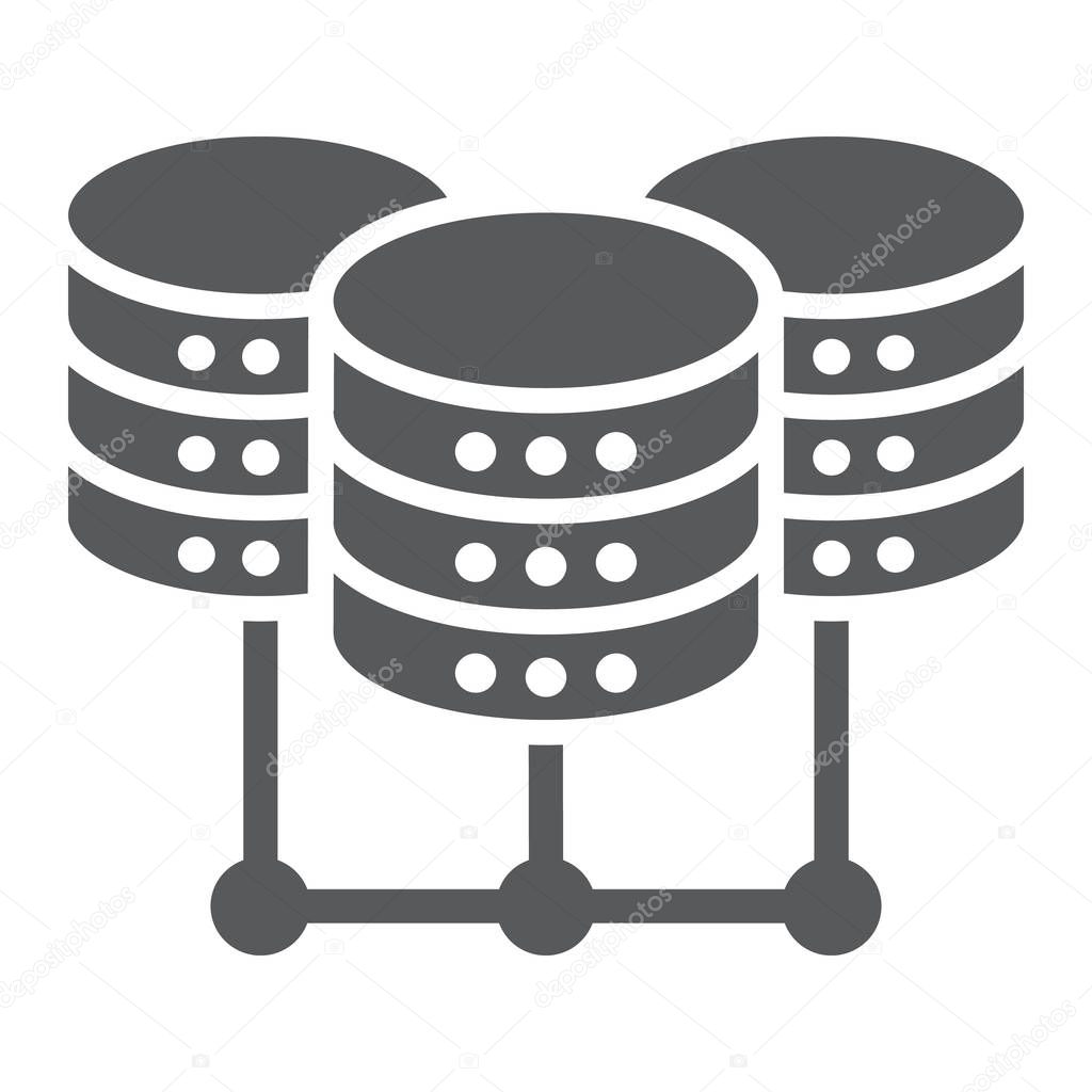 Data Center glyph icon, data and analytics, network hosting sign, vector graphics, a solid pattern on a white background, eps 10.