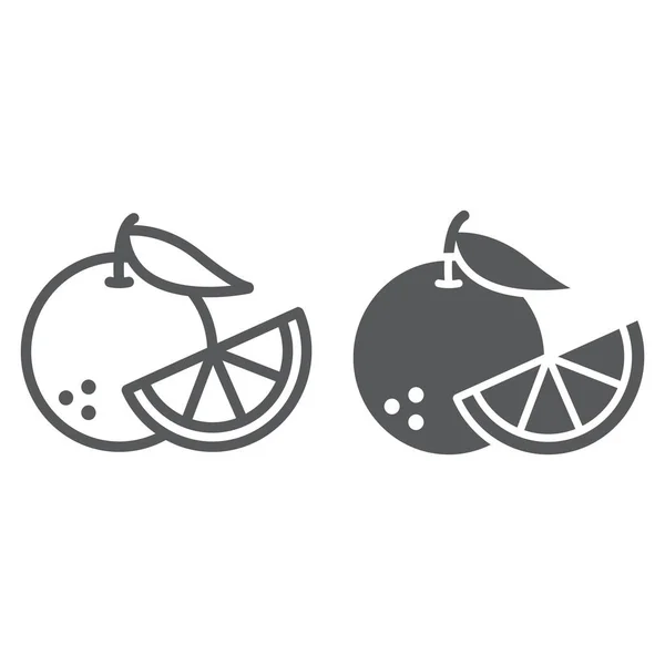 Апельсиновая фруктовая линия и иконка глифы, фрукты и витамин, сочный знак, векторная графика, рисунок на белом фоне, eps 10 . — стоковый вектор