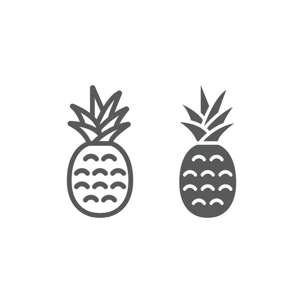 Ikonen för linje och glyph av ananas, frukt och ananas, tropiska tecken, vektorgrafik, en linjär mönster på en vit bakgrund, eps 10. — Stock vektor