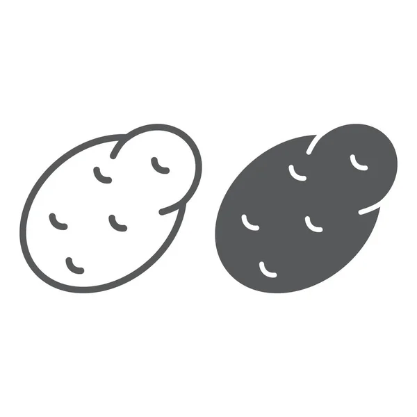 Linha de batata e ícone de glifo, vegetal e dieta, sinal vegetariano, gráficos vetoriais, um padrão linear em um fundo branco, eps 10 . — Vetor de Stock