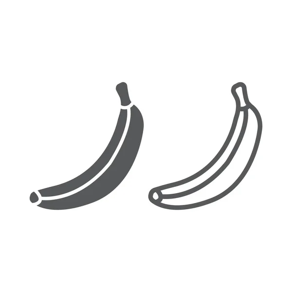 Linha de banana e ícone de glifo, fruta e vitamina, sinal tropical, gráficos vetoriais, um padrão linear em um fundo branco, eps 10 . —  Vetores de Stock