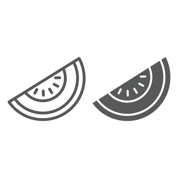 Línea de melón y glifo icono, fruta y vitamina, signo de dieta, gráficos vectoriales, un patrón lineal sobre un fondo blanco, eps 10 . — Vector de stock