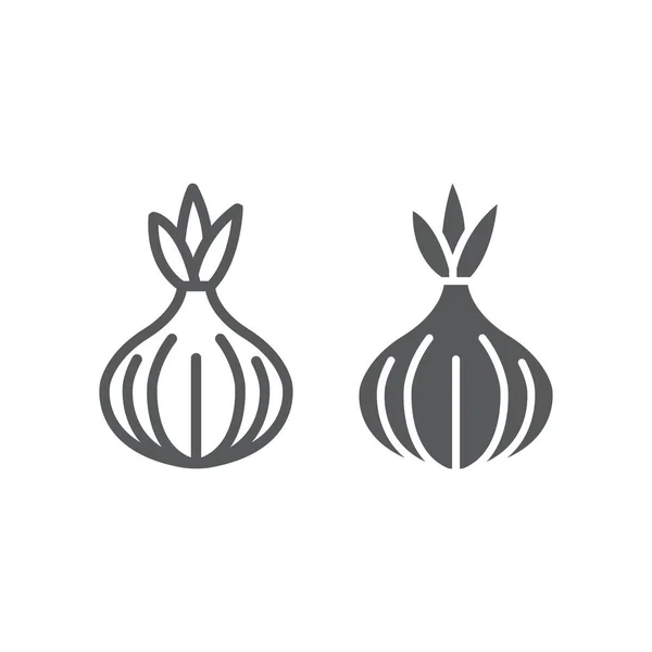 Línea de cebolla y glifo icono, vegetal y dieta, signo vegetariano, gráficos vectoriales, un patrón lineal sobre un fondo blanco, eps 10 . — Vector de stock