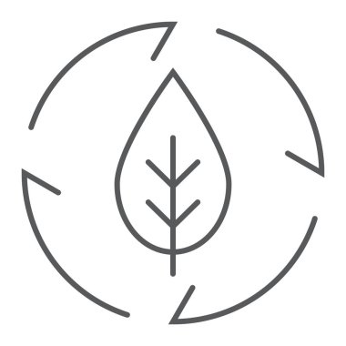 Yaprak okları ince çizgi simgesi, ekoloji ve enerji, yeşil enerji işareti, vektör grafikleri, Doğrusal model beyaz bir arka planda eps 10.