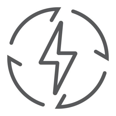 Yenilenebilir enerji satırı simgesi, ekoloji ve enerji, elektrik işareti, vektör grafik, bir doğrusal model beyaz bir arka planda eps 10.