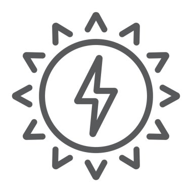 Güneş enerjisi satırı simgesi, ekoloji ve enerji, yeşil enerji işareti, vektör grafik, bir doğrusal model beyaz bir arka planda eps 10