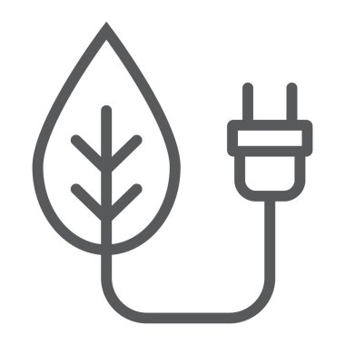 Eko güç simgesi, ekoloji ve enerji, bio enerji işareti, vektör grafikleri, Doğrusal model beyaz bir arka planda eps 10 satır.