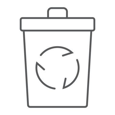 Geri dönüşüm kutusu ince çizgi simgesi, ekoloji ve enerji, çöp kutusu işareti, vektör grafikleri, Doğrusal model beyaz bir arka planda eps 10.