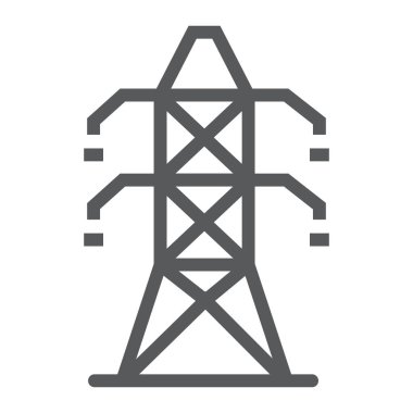 Elektrik Kulesi satırı simgesi, ekoloji ve enerji, elektrik işareti, vektör grafikleri, Doğrusal model beyaz bir arka planda eps 10.