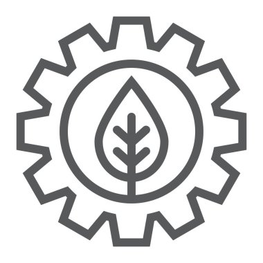 Yaprak Dişli satırı simgesi, ekoloji lamba ve enerji, yeşil teknoloji işareti, vektör grafikleri, Doğrusal model beyaz bir arka planda eps 10.