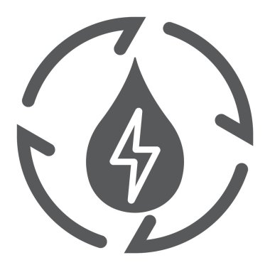 Su enerji glif simgesi, ekoloji ve enerji, geri dönüşüm işareti, vektör grafikleri, beyaz bir arka planda eps 10 katı bir desen.