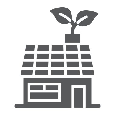 Düşük enerji ev glif simgesi, ekoloji ve enerji, doğa işareti, vektör grafikleri, beyaz bir arka planda eps 10 katı bir desen ile living.