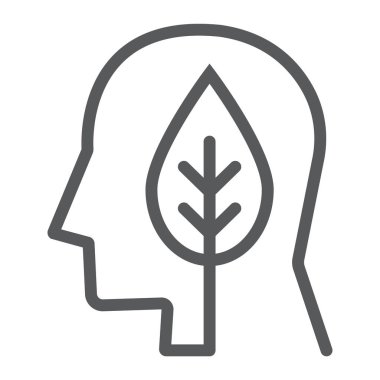 Zeka çizgisi simgesi, ekoloji ve enerji, sence yeşil işareti, vektör grafik, bir doğrusal model beyaz bir arka planda eps 10 yaprak.