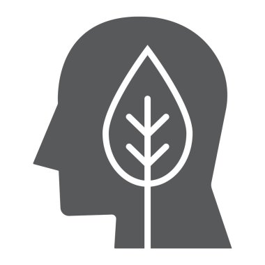 Baş karakter simgesi, ekoloji ve enerji, sence yeşil işareti, vektör grafikleri, beyaz bir arka planda eps 10 katı bir desen yaprakları.