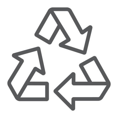 Geri dönüşüm satırı simgesi, ekoloji ve koruma, çevre işareti, vektör grafik, bir doğrusal model beyaz bir arka planda eps 10.