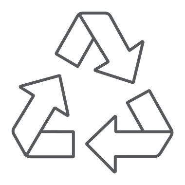 Geri dönüşüm ince çizgi simgesi, ekoloji ve koruma, çevre işareti, vektör grafikleri, Doğrusal model beyaz bir arka planda eps 10.