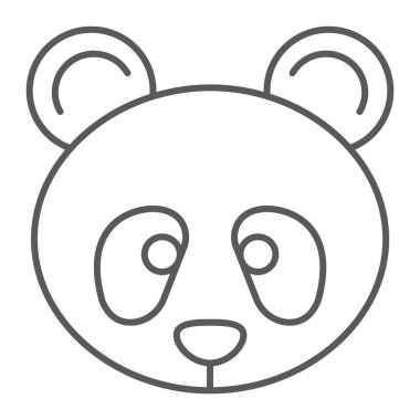 Panda ince çizgi simgesi, Hayvanat Bahçesi ve hayvan, fauna işareti, vektör grafikleri, Doğrusal model beyaz bir arka planda eps 10.