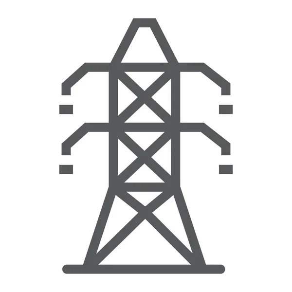 Stromturmlinie, Ökologie und Energie, Stromzeichen, Vektorgrafik, ein lineares Muster auf weißem Hintergrund, Folge 10. — Stockvektor