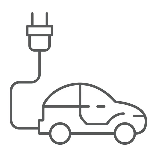 Elektroauto-Ikone, Öko-Auto und Energie, nachhaltiges Verkehrsschild, Vektorgrafik, ein lineares Muster auf weißem Hintergrund, Folge 10. — Stockvektor