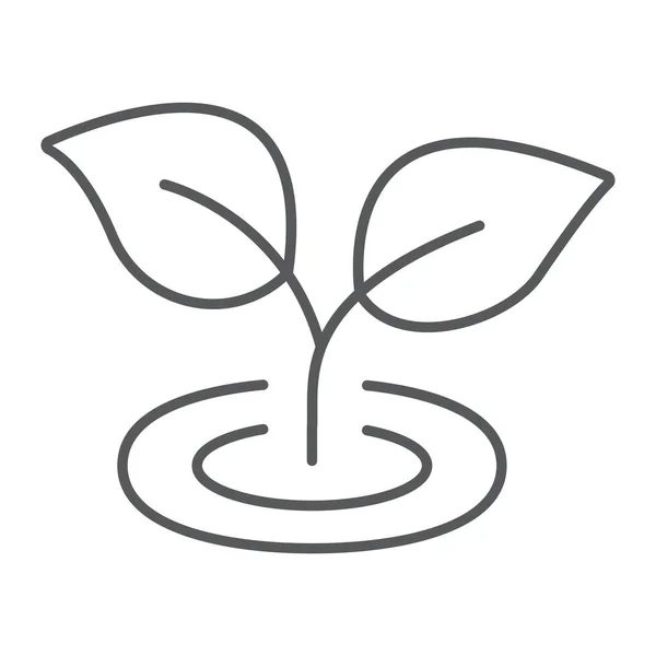 Icono de línea delgada hoja, ecología y planta, signo de flora, gráficos vectoriales, un patrón lineal sobre un fondo blanco, eps 10 . — Vector de stock