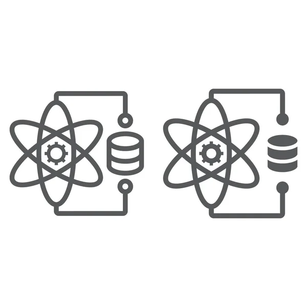 Datové vědy linie a glyf ikonu, data a analýzy, atom znamení, vektorové grafiky, lineární vzor na bílém podkladu, eps 10. — Stockový vektor