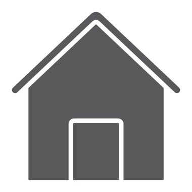 Ev glif simgesi, ev ve vektör grafikleri, beyaz bir arka planda eps 10 katı bir desen bina, düğme işareti,.