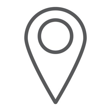 Konuma satırı simgesi, bize ulaşın ve toplu iğne, işaretçi işaret, vektör grafikleri, Doğrusal model beyaz bir arka planda eps 10 harita.