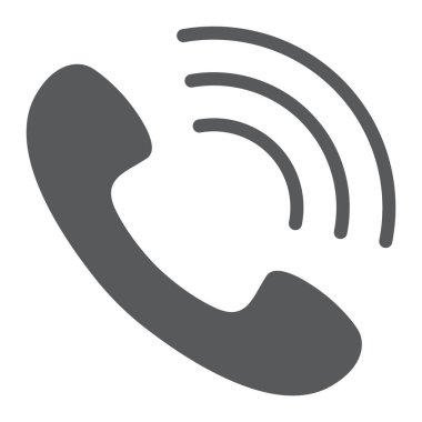 Glif simgesi, telefon ve iletişim, yüzük işareti, vektör grafikleri, sağlam bir desen beyaz bir arka plan üzerinde eps 10 ara.