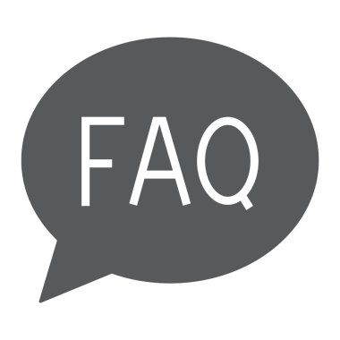 SSS glif simgesi, konuşma ve kabarcık, düğmesini işaret, vektör grafikleri, beyaz bir arka planda eps 10 katı bir desen.