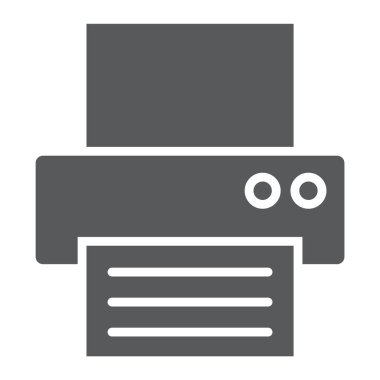 Faks glif simgesi, ofis ve belge, yazıcı işareti, vektör grafikleri, beyaz bir arka planda eps 10 katı bir desen.