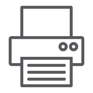 Faks satırı simgesi, ofis ve belge, yazıcı işareti, vektör grafik, bir doğrusal model beyaz bir arka planda eps 10.