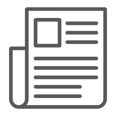 Gazete satırı simgesi, Haberler ve haber bülteni, web işareti, vektör grafik, bir doğrusal model beyaz bir arka planda eps 10.