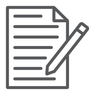 İletişim formu satırı simgesi, kağıt ve kalem, boş oturum, vektör grafikleri, Doğrusal model beyaz bir arka planda eps 10.