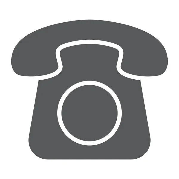 Ícone de glifo do telefone antigo, entre em contato conosco e telefone, sinal retro, gráficos vetoriais, um padrão sólido em um fundo branco, eps 10 . — Vetor de Stock