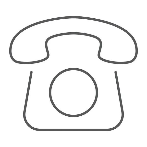 Starego telefonu ikona cienka linia, skontaktuj się z nami i telefon, znak retro, grafika wektorowa, liniowy model na białym tle, eps 10. — Wektor stockowy