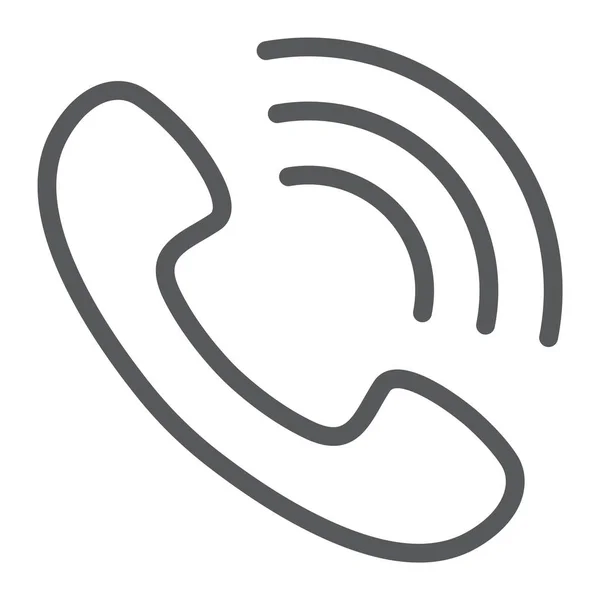 Icône de ligne d'appel, téléphone et communication, signe de sonnerie, graphiques vectoriels, un motif linéaire sur un fond blanc, eps 10 . — Image vectorielle