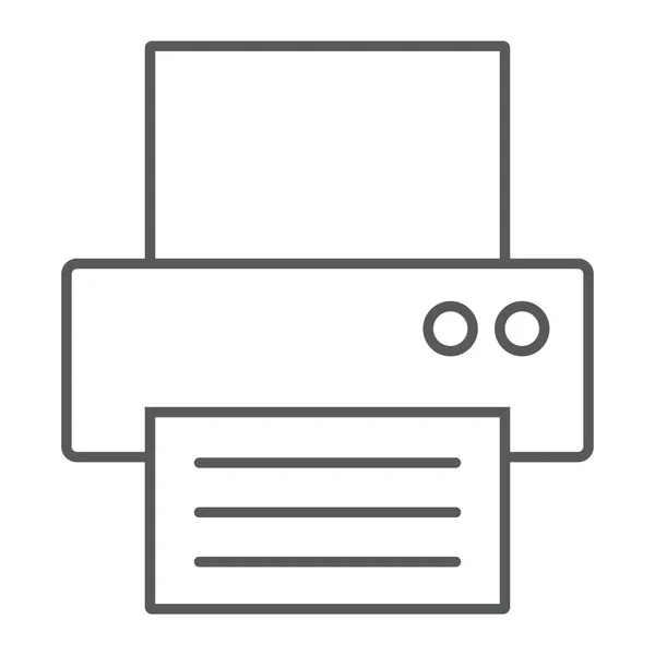 Icono de línea delgada de fax, oficina y documento, signo de impresora, gráficos vectoriales, un patrón lineal sobre un fondo blanco, eps 10 . — Vector de stock
