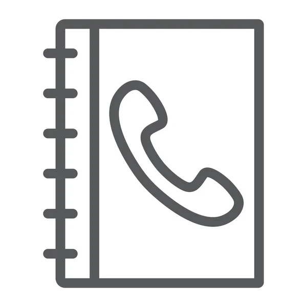 Książka telefoniczna linia ikona, kontakt, telefon, adres dokonać rezerwacji znak, grafika wektorowa, liniowy model na białym tle, eps 10. — Wektor stockowy